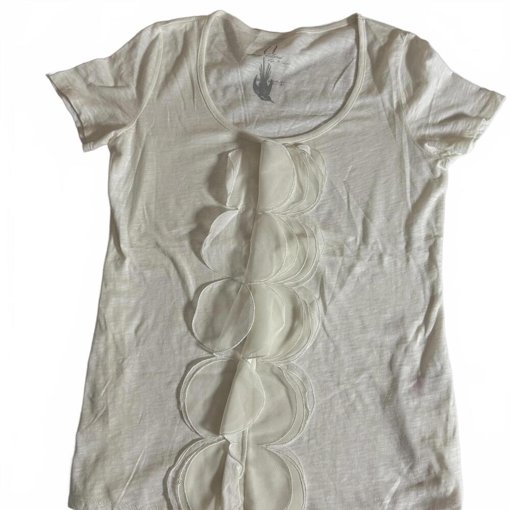 RIVER ISLAND (UK BRAND) Short Sleeve off White Organza Flowers/Circles SZ US 10